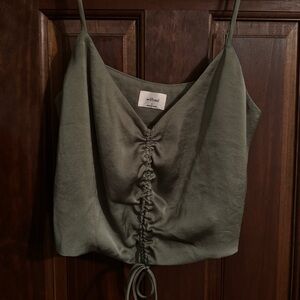 Aritzia green satin camisole